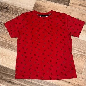 Denim & Flower Red/orange Shirt with palm trees sz L